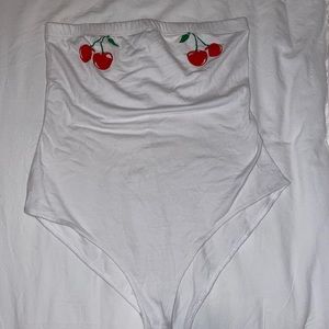 Cherry white body suit